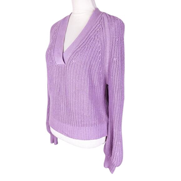 Apiece Apart Astro V-Neck Chunky Knit Sweater Lavender Cotton Cashmere Size XS - Picture 7 of 9